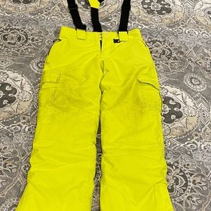 Skis pants neon yellow with suspenders Sz Med